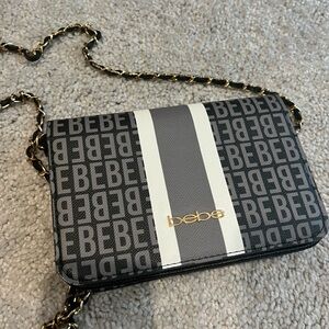 Bebe Monogram Black and White Crossbody Bag